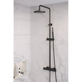 BRAUER Black Edition Regendoucheset opbouw - hoofddouche 20cm - glijstang - staaf handdouche - gladde knoppen - Mat zwart